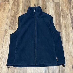 Vintage Woolrich Vest Mens XL Long Polartec Outdoor Fleece Navy Dark Blue Zipper